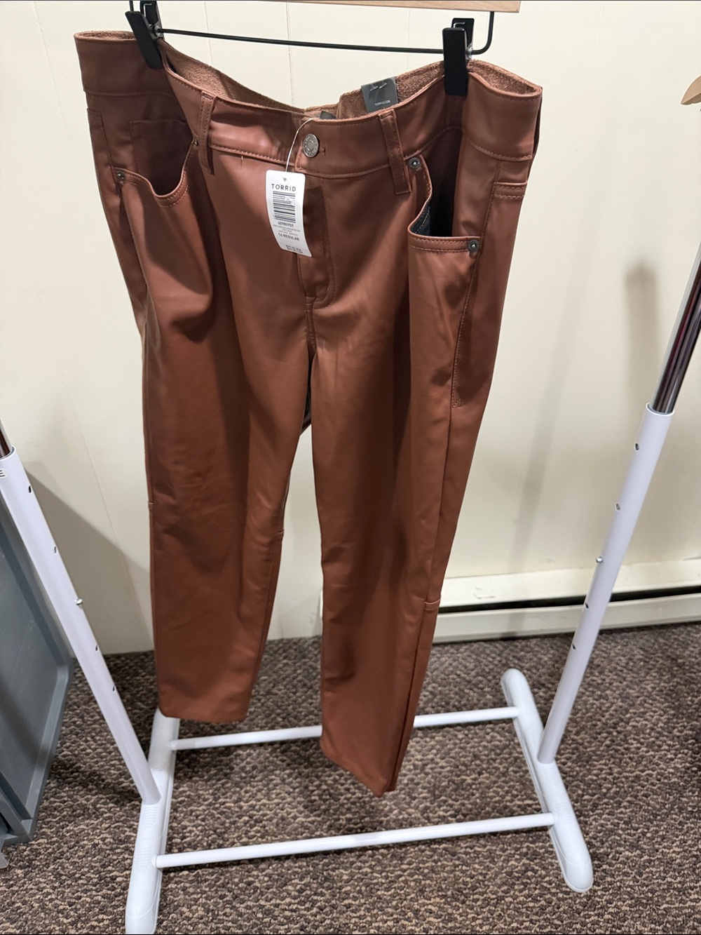 torrid Rust Brown Faux Leather Straight Leg Pants